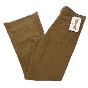 Re Generation Corduroy Pants Size 11 Flower High Rise Flare Raw Edge Boho Hippie